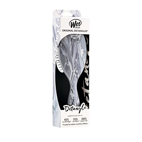 Wet Brush Original Detangler Brush - Metallic Marble, Silver - All Hair Types - Ultra-Soft IntelliFlex Bristles Glide Through Tangles with Ease - Pain-Free Comb for Men, Women, Boys and Girls