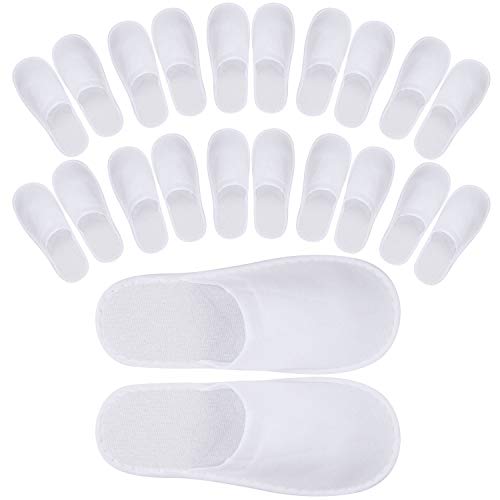 24 Pairs Spa Slippers Flip Flops Disposable Slippers for Hotel Guests Women Men Closed Toe Super Comfort White