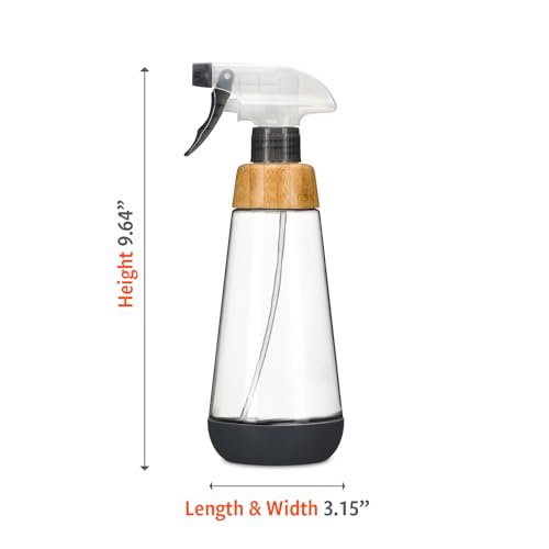 Full Circle Bottle Service-Refillable Glass Spray Bottle-Versatile Stream & Mist Options,Bamboo with Protective Silicone Boot-Ideal for Non-Toxic Cleaning Solutions & Plant Care,16oz Gray,3 Pack