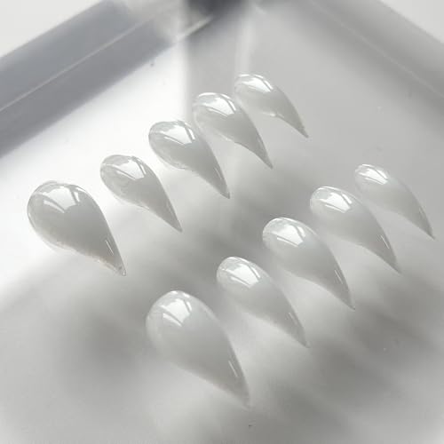 Luxury Press on Nails Medium Curved Stiletto Handmade Eagle Claw Unique Reusable ABS Material Fake Nails Dragon Claw False Nails with Designs Cat Claw Glossy Glue on Nail Thick Acrylic Nail(M)