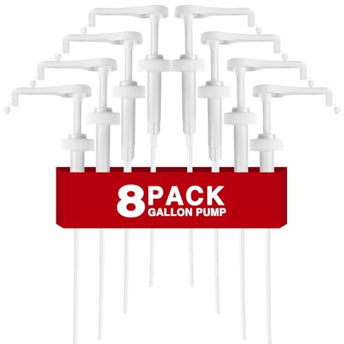 8Pcs Gallon Jug Pump Dispenser, 38-400 Leak Proof Pump for Gallon Jug - Lotion Shampoo Pump Cap Included, Fits 1 Gallon Bottle 64oz 128oz Shampoo Laundry Detergent Containers