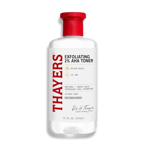 Thayers 2% AHA Exfoliating and Brightening Toner with Glycolic Acid, Lactic Acid and Witch Hazel, Smoothing and Pore Refining Skin Care for All Skin Types, 12 Fl Oz?