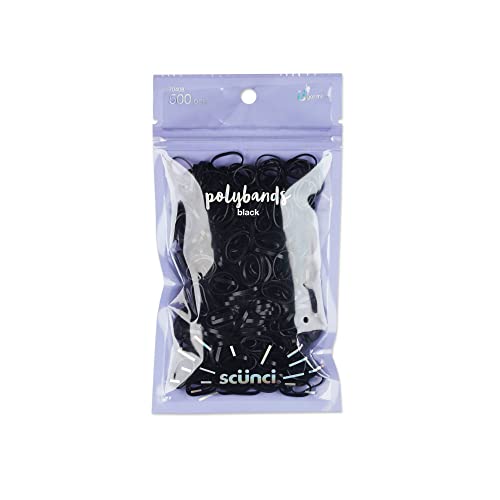 Scunci Polyband Hair Ties in Resealable Pouch, Black, 500-Pieces