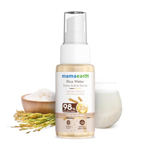 Mamaearth Rice Water Face Serum | 10% Niacinamide & 98% Pure Rice Water | Hydrates, Evens Skin Tone & Improves Skin Texture | Lightweight & Fast-Absorbing | For All Skin Types | 1.69 Fl Oz (50ml)