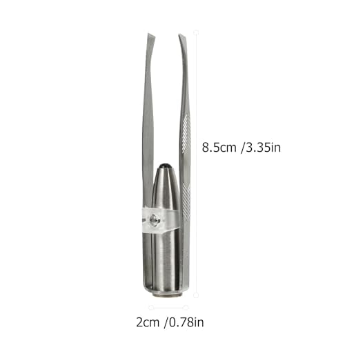 Eyelash Extension Tweezers 2pcs Tweezers with Light LED Tweezers Pliers Tool Stainless Steel Eyebrow Facial Hair Removal Cosmetic Makeup Tools 9. 8x2cm Mens Grooming Trimmer