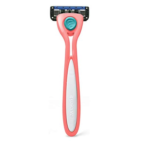 Preserve Shave 5 Five Blade Refillable Razor, Made from Recycled Materials, Coral Pink and Preserve Five Blade Replacement Cartridges for Preserve Shave Five Recycled Razor (4 Count) Bundle