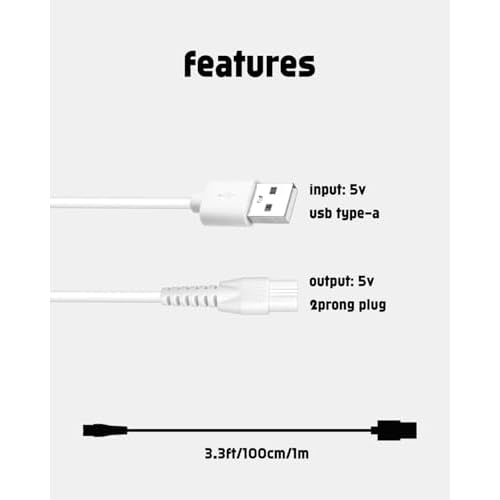Meridian Trimmer Charger, Meridian Charger for Meridian Trimmer Original, Body Hair Trimmer for Women, 3.3ft Power Cord, 1 Cleaning Brush, White