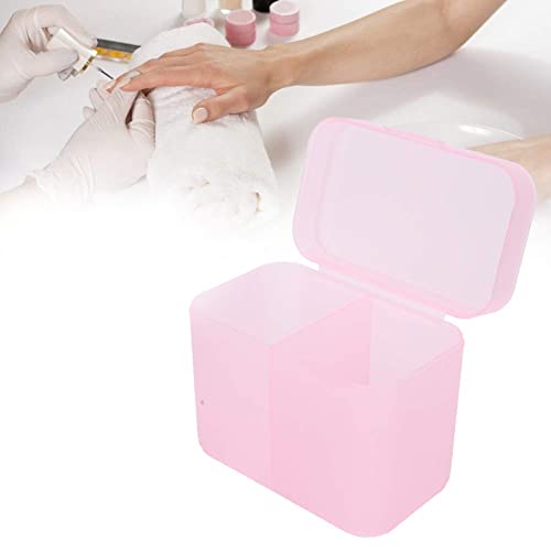 2 Grids Nail Storage Box Nail Polish Remover Pad Storage Box Container Box Plastic Box Transparent Box Makeup Storage Box Safe and Hygienic Suitable for Home Salon(PINK)