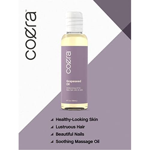 Coera Grapeseed Oil Cold Pressed | 4 fl oz | Moisturizer for Face, Hair, Skin, and Nails | Free of Parabens, SLS, & Fragrances