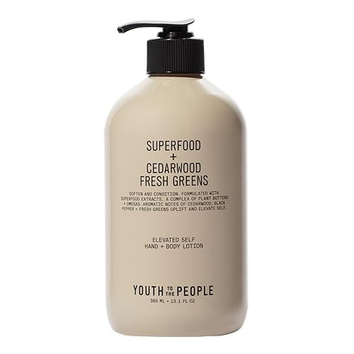 Youth To The People Superfood Hand + Body Lotion (13.1 fl oz), Omega-Rich Plant Butters + Antioxidants Moisturizer, Soothes Dry + Dull Skin, Non-Greasy, Aromatic Fragrance, Vegan