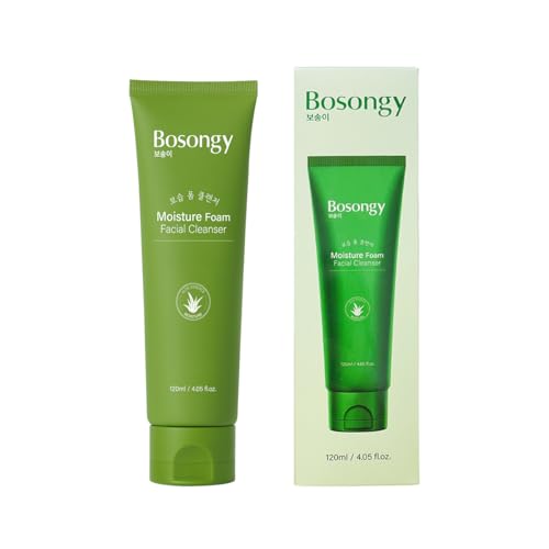 Moisture Foam Facial Cleanser, Korean Skincare Gentle Amino Acid Face Wash with Aloe Vera &Glycerin, Makeup Remover and Hydrating Soothing Cleanser for All Skin Types, 120ml (4.05 fl.oz.)