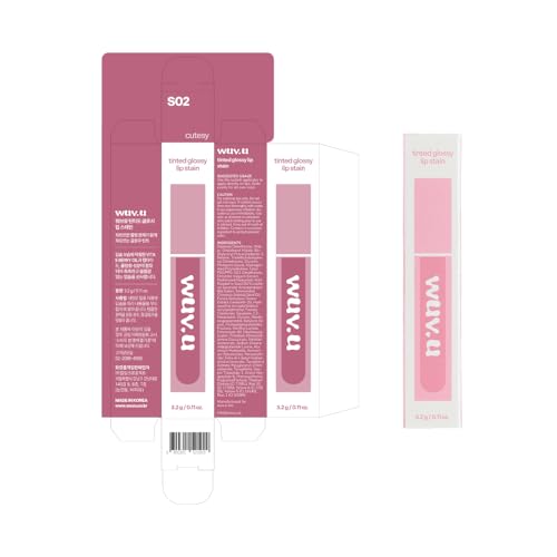 Glossy Lip Stain ? Plumping Hydrating Lip Oil Tint with Hyaluronic Acid & Peptide Complex ? Non-Sticky High Shine Pigmented Finish ? Cutesy (Dusty Pink) 0.11 oz.