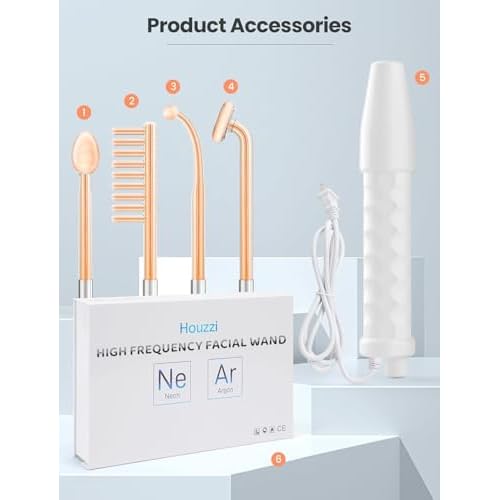 High Frequency Wand, Portable Facial Device with 4 Different Tubes