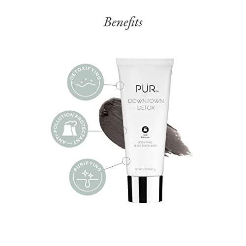 P?R MINERALS Downtown Detox Detoxifying Black Lemon Face Mask, Helps Draw Out Impurities, Helps Soothe Skin, Charcoal, Lactic Acid & Green Tea Extract