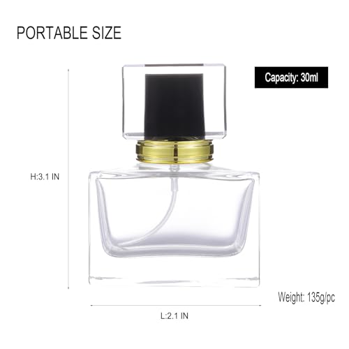 30ml 1.02oz Refillable Perfume Atomizer Large Perfume Bottle for Essential Oils Perfumes Empty Clear Glass Mist Spray Bottle for Traveling Outgoing 6 Pack