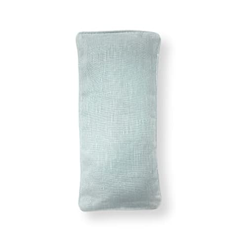 Sacksy Thyme Organic Linen Eye Pillow - Lavender & Flaxseed for Relaxation, Yoga, Stress Relief - Microwavable Heating Pad & Cool Compress - Made in USA - Gifts for Meditation