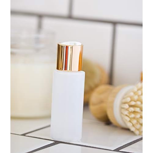 JUVITUS 2 oz Clear Natural Refillable Plastic Squeeze Bottle with Gold Metal Disc Cap Top - (12 Pack)