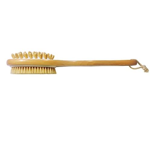 Dry Brushing Body Brush Anti Cellulite Treatment Skin Smoother Scrubber, Boar Bristles Long Handled, Thighs Buttocks Back Massager, Ayurvedic Lymphatic Drainage Tratamiento de Celulitis Anticelulitis