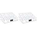 Isaac Jacobs Clear Acrylic 12 Compartment Nail Polish Holder, Organizer for Makeup, Essential Oils, Storage Solution, Rack Display (3 Rows (x4)) (Pack of 2)
