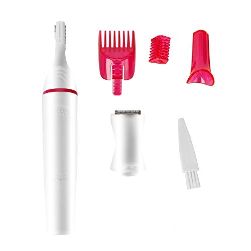 ZJchao 4-in-1 Women Hair Trimmer, Dry&Wet Body Shaver Groomer Nose Eyebrow Bikini Shaver with 4 Replaceable Detachable Cutter Head and Washable
