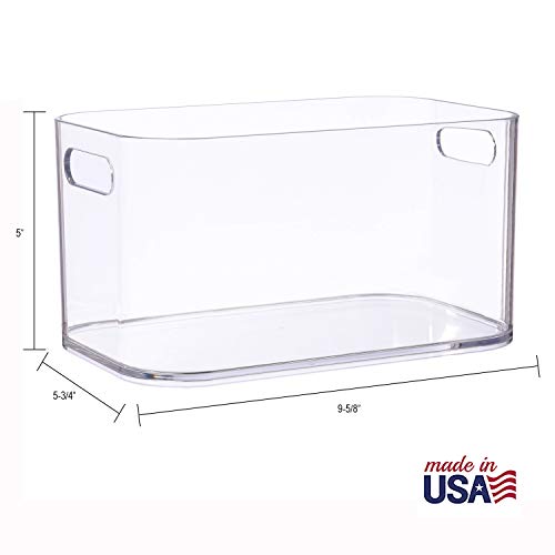 STORi Bliss 10" x 6" Clear Plastic Bin 3-Piece Bundle, 5-Compartment (1) & Open Compartment (2), Makeup Bins & Vanity Caddy, Made in USA