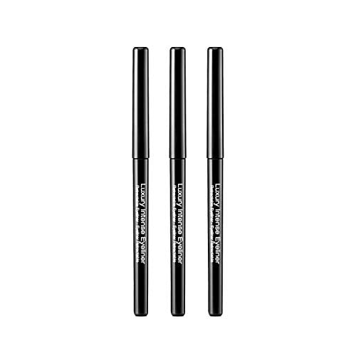 KISS NEW YORK Professional Retractable Eyeliner, Luxury Intense Highly Pigmented Eye Makeup, Long-Lasting, Water-Resistant, Smudge-Proof, Smooth Gliding (3 Pack, Blackest Black)