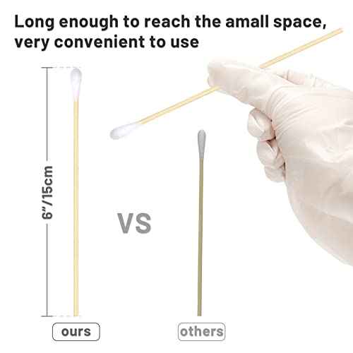 400 PCS 6 Inch Long Cotton Swabs in Storage Box - Cotton Swabs with Wooden Sticks, Lint Free, Highly Absorbent Single Tipped Applicators for Makeup, Household Cleaning, Art & Craft