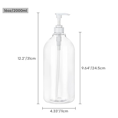 Yebeauty Pump Bottle Dispenser, 67oz 2000ml Refillable Shampoo Pump Bottles Empty Plastic Shower Soap Dispenser Large Liquid Containers for Conditioner Body Wash, Bathroom Kitchen, 2 Pack Clear