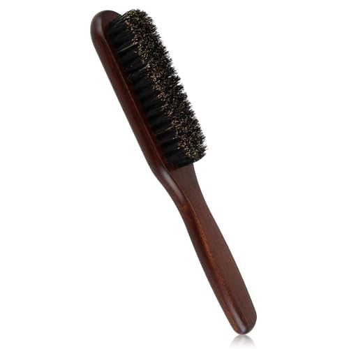 Boar Bristle Beard Brush for Men, Natural Bristle Beard Grooming Brush with Beech Wood Handle, Smooths Detangles Conditions Beards, Pocket Size 7.8x3.9 In