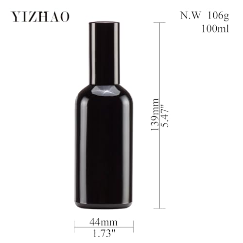 YIZHAO Black Glass Spray Bottles 4oz, with Small Fine Mist Spray, Metal Cap, Refillable for Essential Oil,Travel,Cleaning,Perfume,Aromatherapy,Makeup ? 9 Pcs