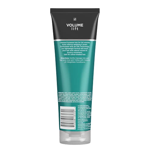 John Frieda Volume Lift Weightless Shampoo, Lightweight Volumizing Shampoo with Air-Silk Technology for Fine or Flat Hair, Adds Natural Fullness, Safe for Color-Treated Hair, 8.45 Oz (Pack of 2)
