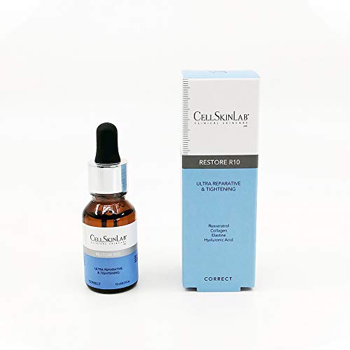 Restoring and Tightening Serum by CellSkinLab ? Restore R10 - Reparative Skincare for Damaged Skin ? Antiaging Solution with Ultra Clear Resveratrol 10%, Collagen and Elastin