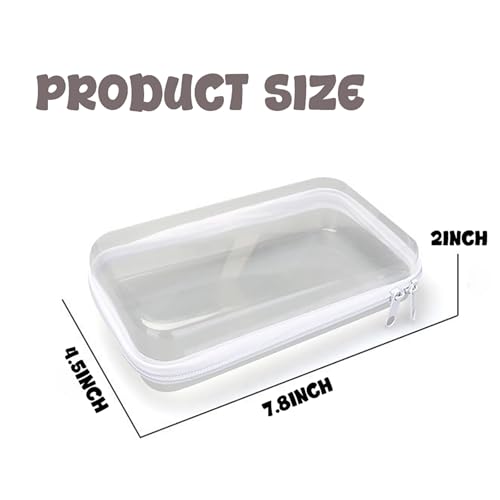 2PC Small Clear Hard Shell Plastic Zipper Case, Double Zippers Hard Clear Zipper, Used for Storing Snacks Makeup Tools and Toiletries