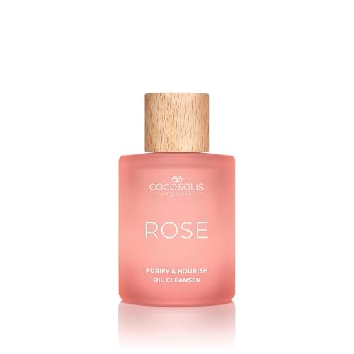 COCOSOLIS ROSE Purify & Nourish Oil Cleanser, moisturizing cleansing oil and make-up remover, vegan, with rose extract and vitamin E