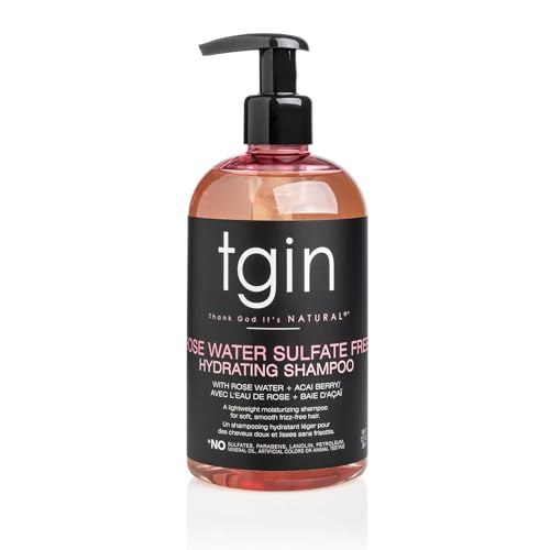 tgin Rose Water Sulfate-Free Hydrating Shampoo ? Clarifying Shampoo for Curly, Wavy & Coily Hair ? Lightweight Tgin Hair Products for Soft, Shiny, No Frizz Strands ? Natural Botanical Formula (13oz)