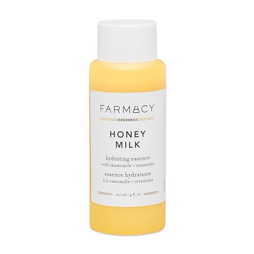 Farmacy Honey Milk Face Essence - Hydrating Milky Toner with Honey, Ceramides + Chamomile - Helps Strengthen Skin Barrier + Replenish Moisture - Soothing + Calming Skincare (120ml)