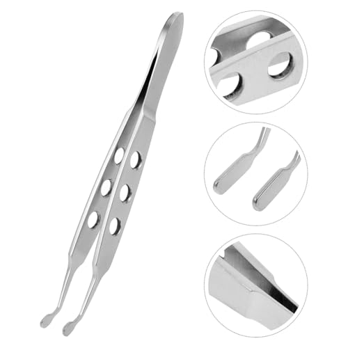 2Pcs Stainless Steel Eyelid Tweezers Eye Care Tool for Meibomian Gland Expressor and Eyelid Blockage Removal Portable Eye Treatment Tweezers