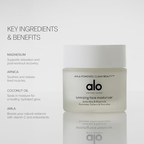 Alo Luminizing Face Moisturizer | Squalane for Lightweight All-Day Hydration | Sweet Almond & Vitamin E Nourishes & Revives Skin | 2 fl. oz