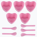 5 Sets Plastic Heart Shaped Facial Mask Mixing Bowl, Pink Facemask Bowl DIY Skin Care Mixing Tool Kit with Spatulas for Mud Masks, Home Salon, and Beauty Salon Use, Face Mask Applicator Tool(5 Pcs)