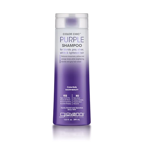 Giovanni Color Chic Purple Shampoo for Blonde, Gray, Silver, White, & Bleached Hair - Reduces Brass, Yellow, & Orange Tones, Adds Shine, Vegan, Cruelty Free, Lauryl & Laureth Sulfate Free - 13.5 fl oz