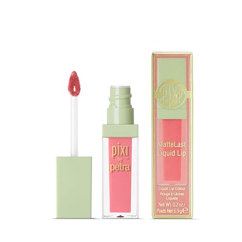 Pixi Beauty MatteLast Liquid Lip | Long-Wearing Matte Lip Color with Rosehip Oil | Hydrating & Comfortable | Precision PixiPetal Applicator | Fresh Pink | 0.24 oz/6.9 g
