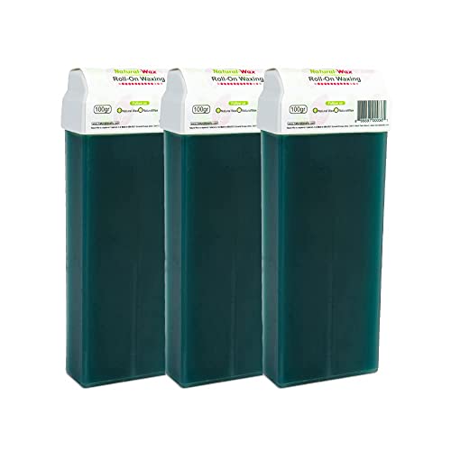 Natural Wax Roll-On Hair Removal Cartridge - 100% Organic Roller Wax, No Residue (Pack of 3)