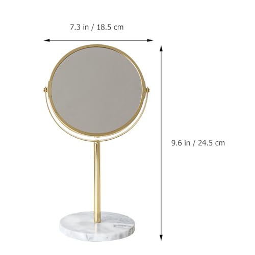 HEALLILY Desktop Makeup Mirror with Marble Base 13.77In Rotatable Cosmetic Mirror for Vanity Table Durable High Reflectivity Portable Makeup for Home and Dorm