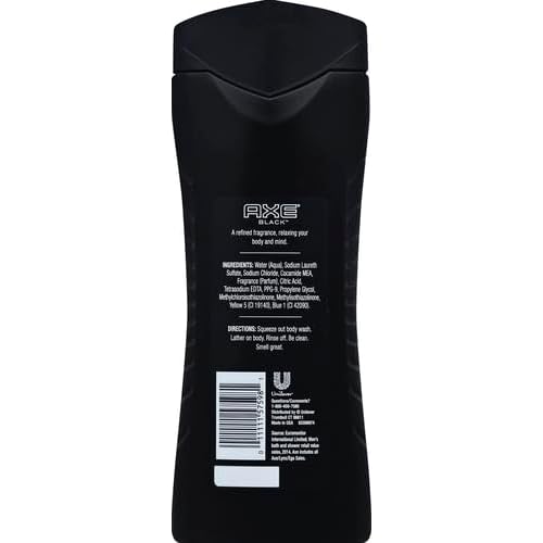 AXE Body Wash 12h Refreshing Scent Cleanser Black Frozen Pear and Cedarwood Men's Body Wash with 100 percent Plant-Based Moisturizers 16 oz (Pack of 2)