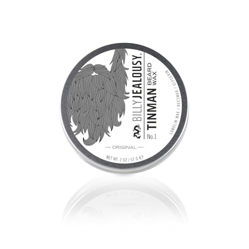 Billy Jealousy Tinman Beard Wax with Light Hold & Matte Finish, Nourishing Beard Care Product Formulated with Natural Beeswax & Glycerin for Soft, Tamed Facial Hair, 2 Oz