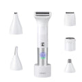 Shaver for Women, 6-in-1 Body Hair Trimmer, Facial & Pubic Hair Removal, IPX7 Waterproof Wet & Dry Grooming Electric Shaver Kit,Cordless Travel Razor with USB Charging Dock