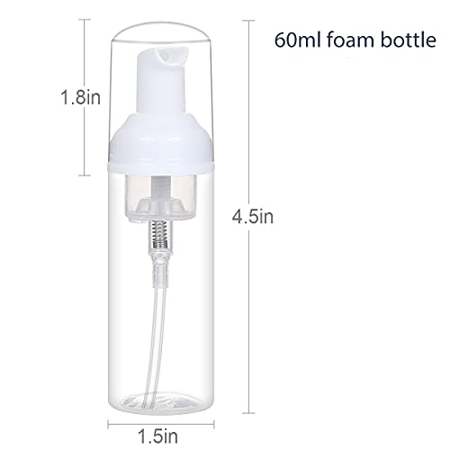 24 PCS Foam Pump Bottle Dispenser Refillable 2oz/60ml Empty Travel Size Foam Bottle for Lash Shampoo Hand Soap Shampoo Lash Cleanser Packaging Liquid Cleaning