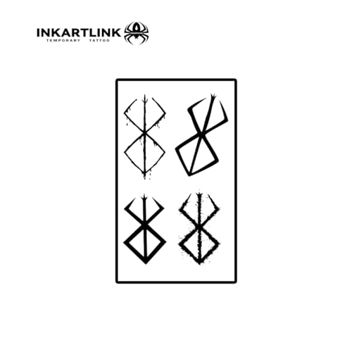 INKARTLINK Semi-Permanent Tattoos,Berserk Temporary Tattoos for Men - Lasts 7-15 Days, Waterproof, Non-Reflective, Unique Design (Block)