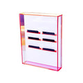 Eyelash Grafting Pallet with Cover, Dust-proof Acrylic Lash Tile holder, Dazzling Eyelash Extensions Storage Gasket Pads with Suction for Tweezers (Transparent Pink L)