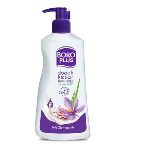 Boroplus Ayurvedic Body Lotion | with Milk & Saffron | Moisturizing Lotion for Dry Skin | Hydrates & Provide Soft and Supple Skin | 13.53 Oz/400ml